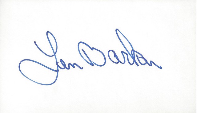 Len Barker autographed index card