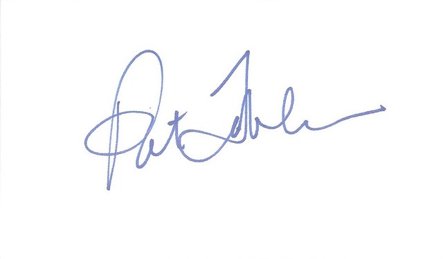 Pat Tabler autographed index card