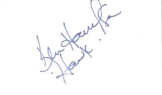 Ken Hawk Harrelson autographed index card