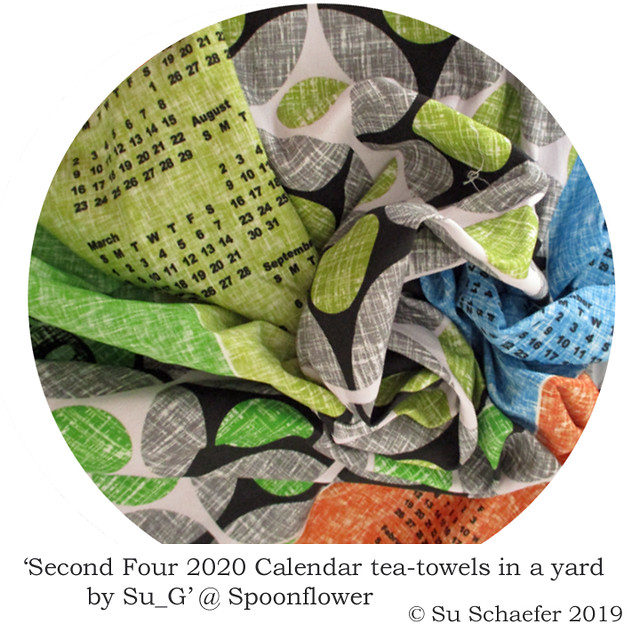 'Second four 2020 Calendar teatowels in a yard by Su_G': on Linen-Cotton Canvas