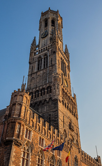Looking Up to the Historic Belfry (Market Square - Bruges) (Olympus EM1.2 & Leica Summilux 10-25mm f1.7 Zoom) (1 of 1)