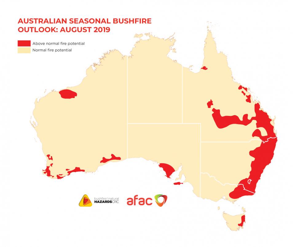 National bushfire potential til end of 2019