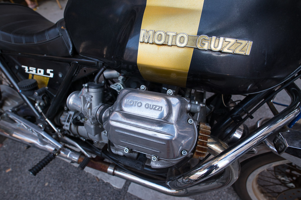 Close-up of a MOTO GUZZI motorcycle, Shot on Canon EOS M50 …