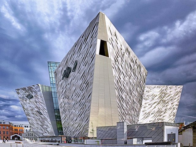 Ireland 2019. Belfast. The Titanic Museum. A close view on this impressive building.