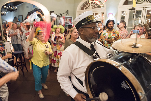 Second line at the WWOZ Groove Gala at Tableau and Le Petit Theatre in New Orleans on September 5, 2019. Photo by Ryan Hodgson-Rigsbee RHRphoto.com