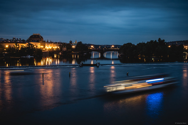 Most Legií Bridge at Night - Prague, Czech Republic