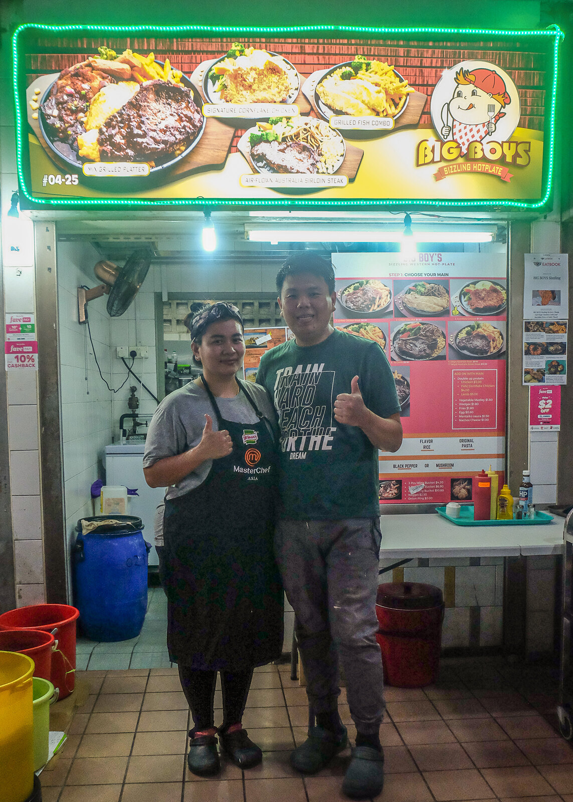 Big Boys Sizzling Hotplate Shopfront with Owners
