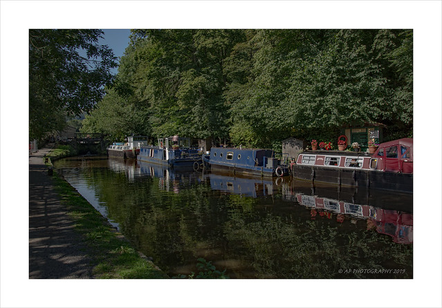 Canal boat reflections