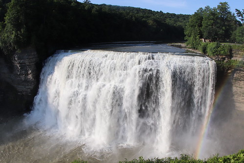 statepark newyork waterfall falls geneseeriver mist morning rainbow