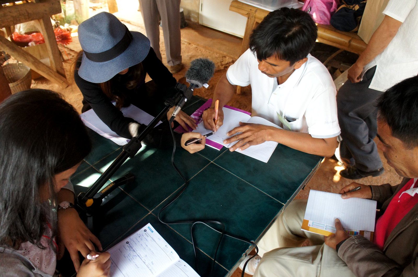 Recording storytelling in the Nyah Kur village