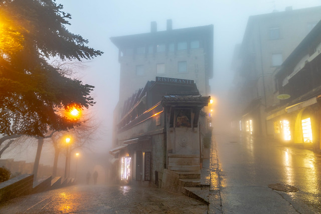 San Marino in fog