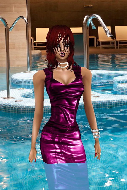 Wet Crimson Dress in the Pool