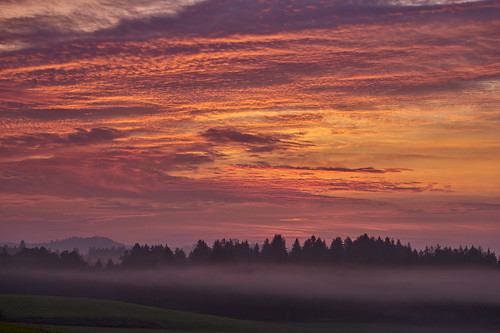 eschenau daybreak sunrise morning scenic landscape mist sky early