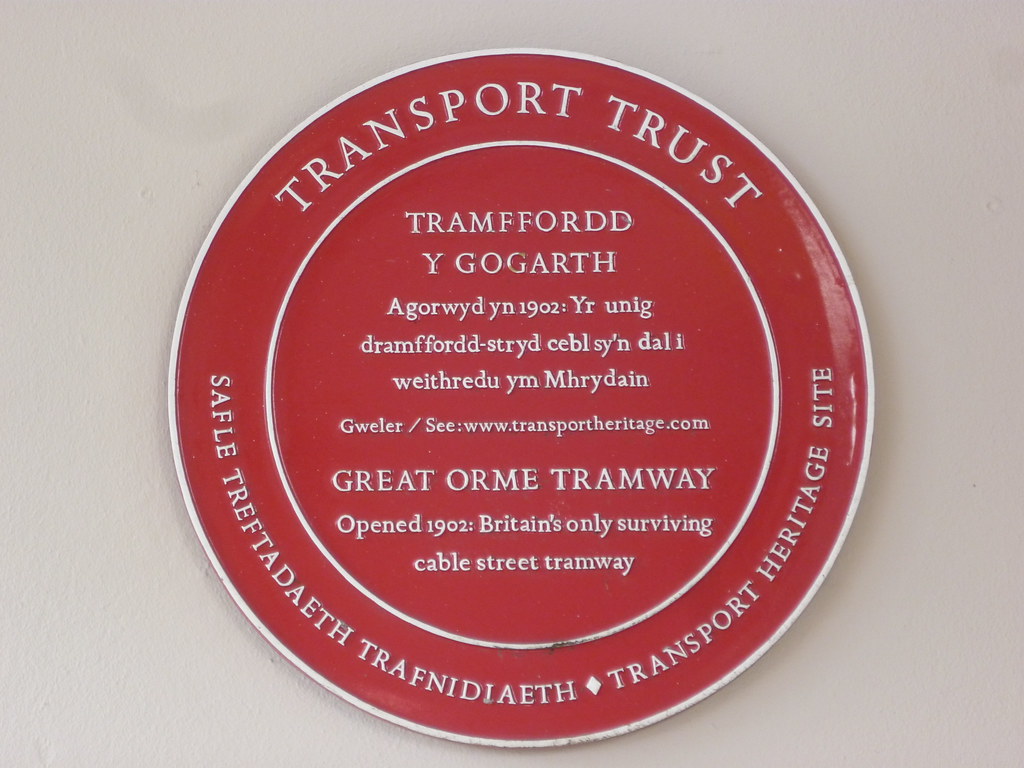 Red Wheel plaque at  Victoria Station, Llandudno.