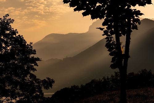 sunrise mountain annecy yellow black landscape travel lumix gx80