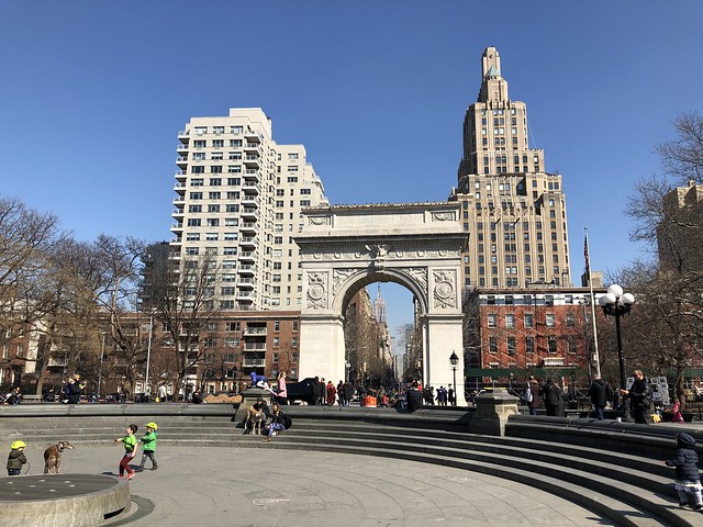 Washington Square Arch with the  Empire State Building in the background