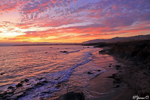 sunset ocean sky waves cliffs beach landscape seascape nature clouds scenery california sansimeon highway1 roadtrip moody dawn