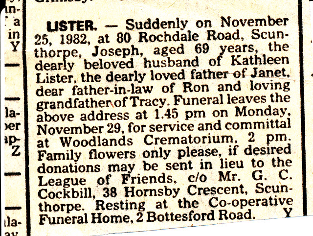 IMG_0005 Joe Lister RIP 80 Rochdale Road Ashby Scunthorpe aged 69 year old November 28th 1982
