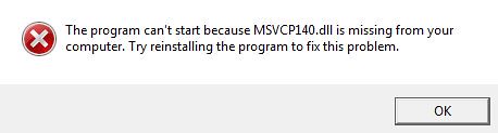 MSVCP140.dll is missing