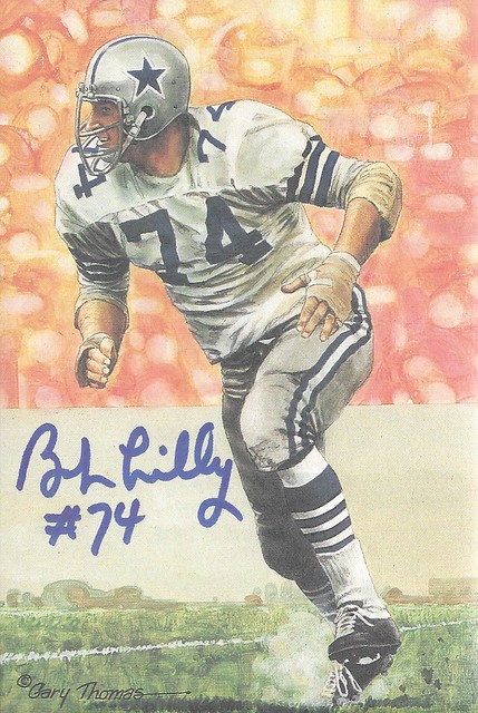 Bob Lilly - Autographed Goal Line Art Football Card