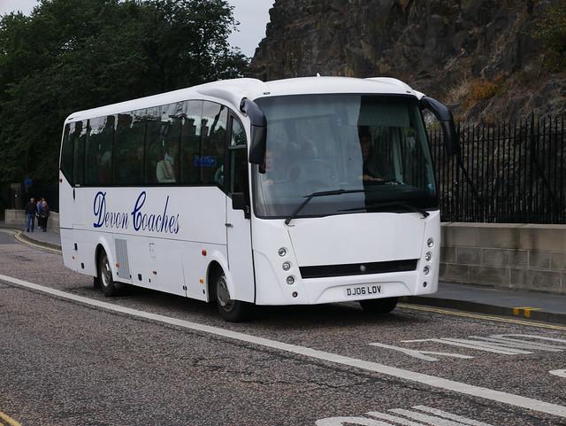 Devon Coaches of Sauchie Mercedes Benz 1223L Atego Ferqui Solero DJ06LOV at Johnston Terrace, Edinburgh, on 5 September 2019.