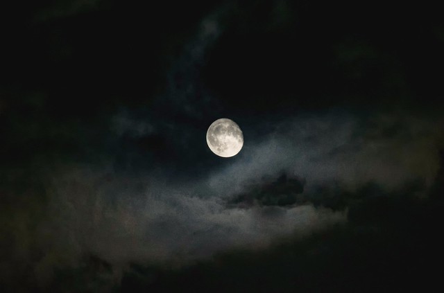 Beautiful moon with clouds