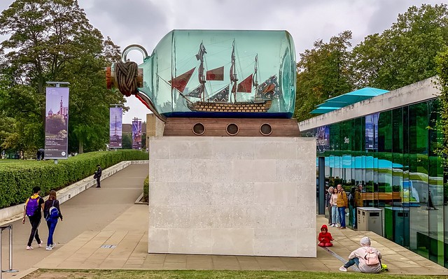 Giant Ship in a Bottle outside the National Maritime Museum in Greenwich, England