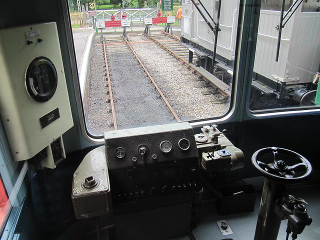 Cab of Wickham Railbus Laboratory 20 (999507) at Isfield on The Lavender Line 13/08/09