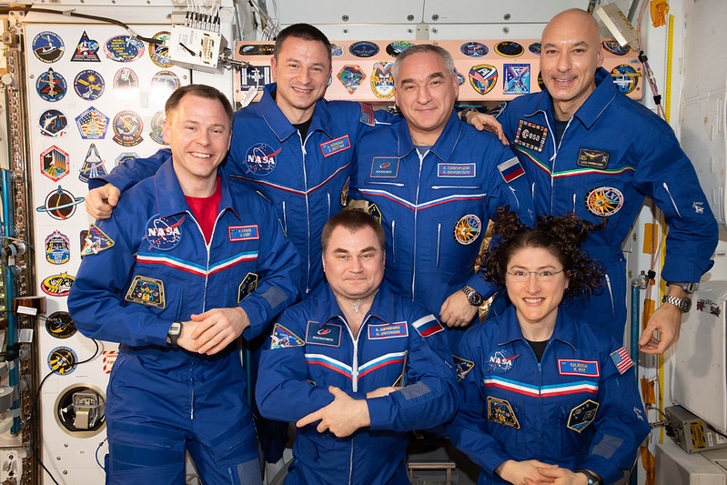 The six-member Expedition 60 crew from the United States, Russia and Italy