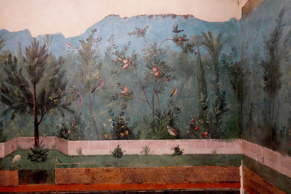 Fresco from the triclinium of the villa of Livia, wife of the Emperor Augustus, 30-20 BCE; Palazzo Massimo alle Terme, Rome