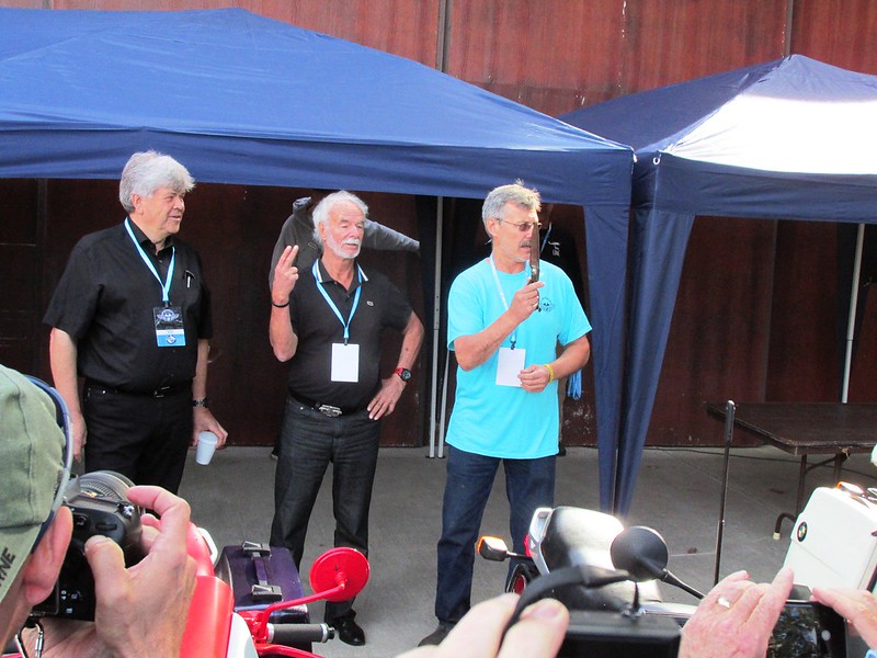 George Schorsch Martin, Hans Muth and Todd Trumbor Getting Ready To Dedicate Todd's Bavarian Bike Barn