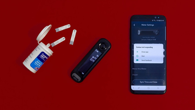 Contour glucose meter, test strips, and app