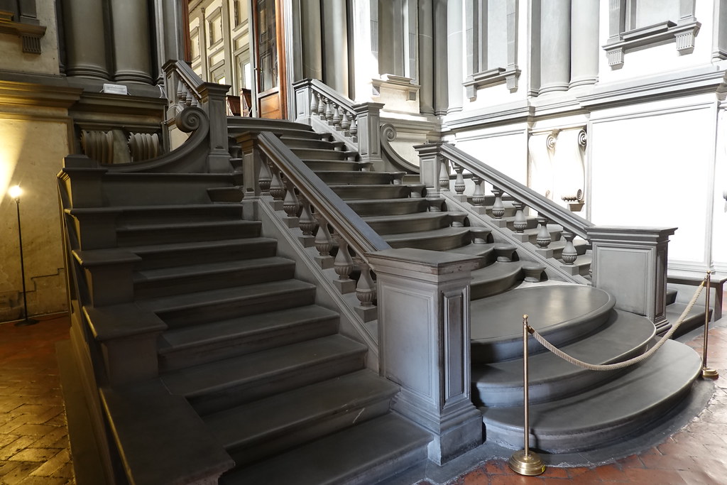 Staircase of the Laurentian LIbrary, 15th century, designed by Michelangelo; Florence (2)