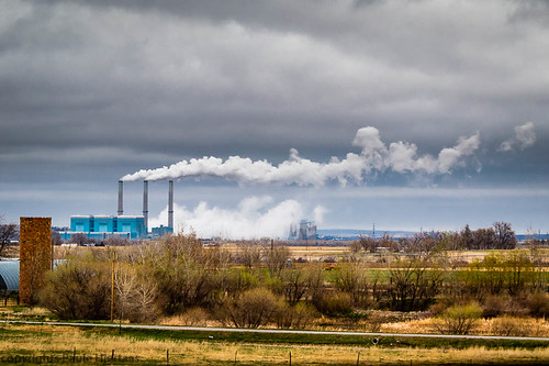 usa wyoming building industrial architecture chimney landscape line manmade pollution powerplant smoke stormcloud unhealthy weather nofcheyenneonhwy25 energy moody