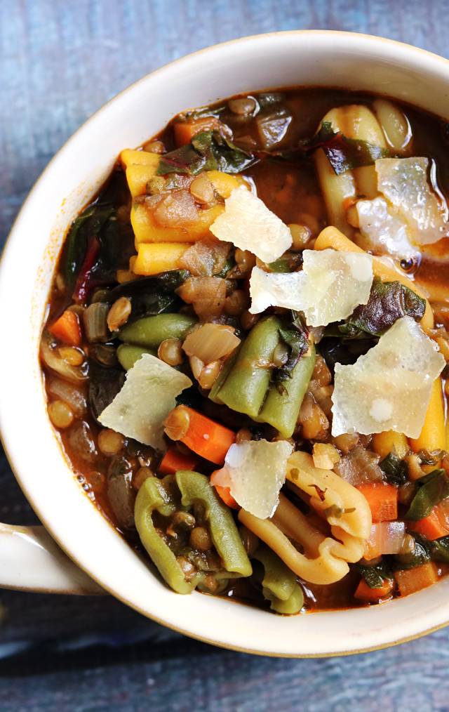 Super Cozy Vegetarian Lentil Minestrone