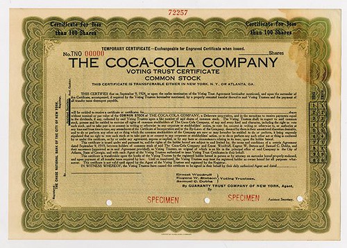 Coca-Cola stock certificate