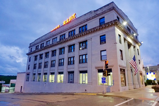 LaSalle, State Bank -LaSalle, Illinois on a rainy evening