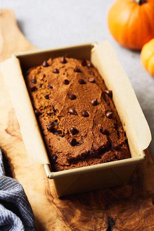 Low Carb Pumpkin Bread with Dark Chocolate Chips {Grain-free, Sweetener-free, Dairy-free}