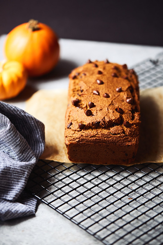 Low Carb Pumpkin Bread with Dark Chocolate Chips {Grain-free, Sweetener-free, Dairy-free}