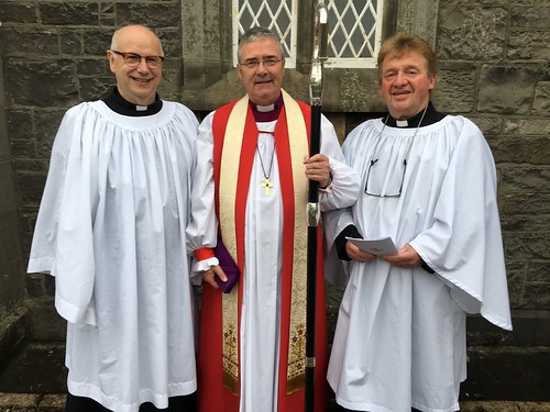 The Bishop of Clogher, the Right Revd John McDowell, with the Revd Colin Brownsmith and the Revd Abraham Storey, ordained as OLM Deacons.