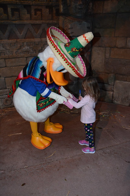 Florida Day 20 - 141a EPCOT Meeting Donald Duck at the Mexico Pavilion Photopass