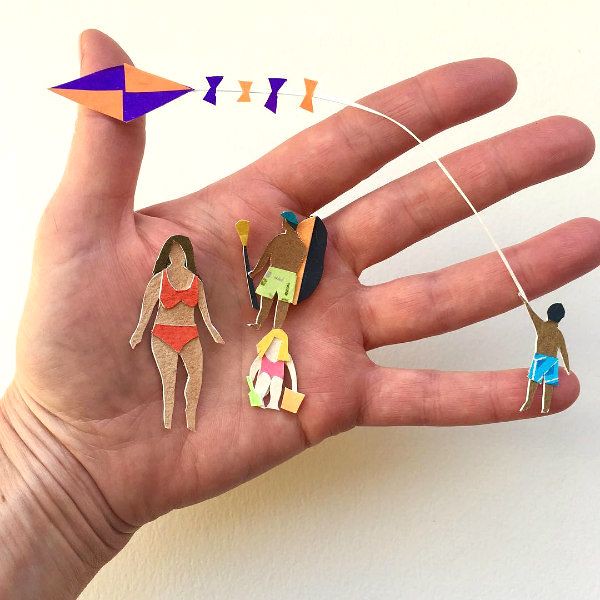 Miniature Cut Paper Beachgoers