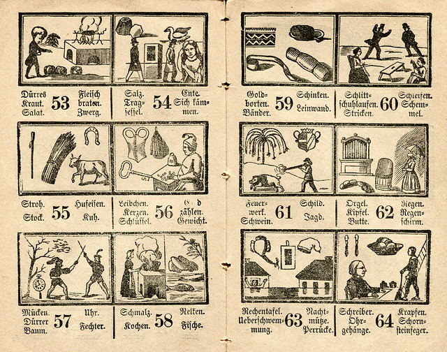 Traumbuch, Traumbilder, geordnet nach den dazu gehörenden  Lottozahlen, 53 - 64
