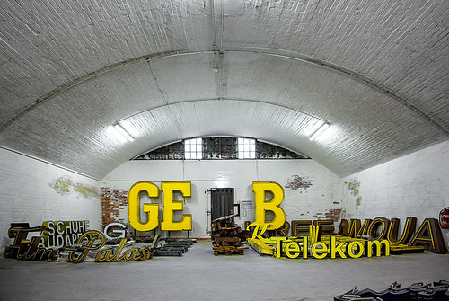 The arch of the museum with letters packed and sorted by colour. Photograph: Alexander Steffen, vanishingberlin.