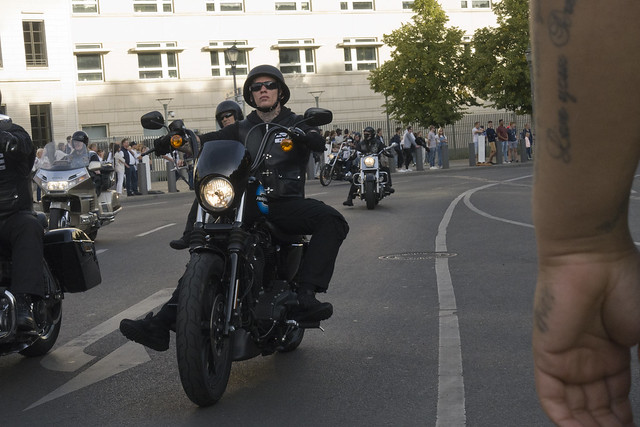 Hells Angels protest against ban on public display of logo in Berlin Germany