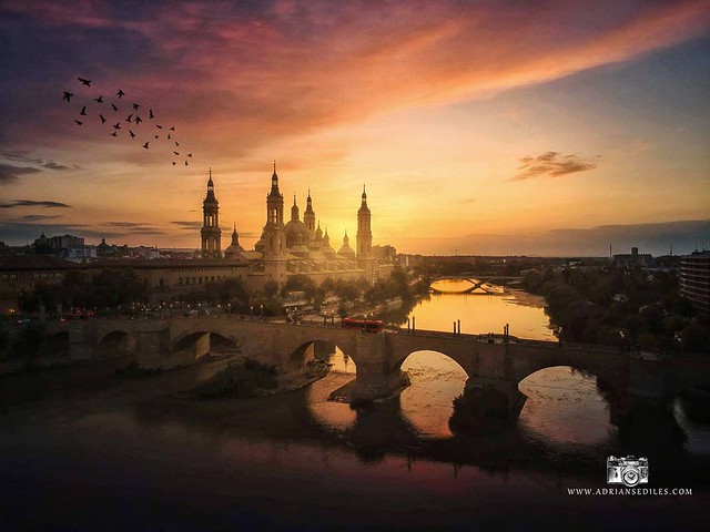 Atardecer Basílica del Pilar en Zaragoza - Adrian Sediles Embi