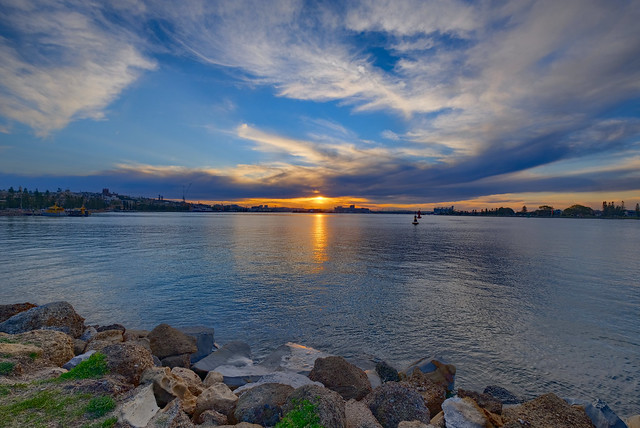 Sunset over Newcastle Harbour, NSW, Australia