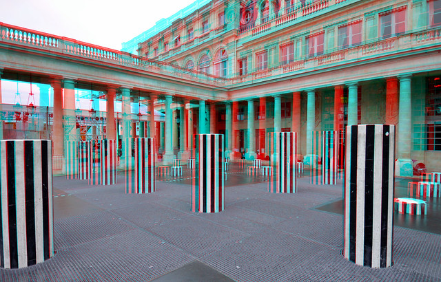 Columns by Daniel Buren Courtyard Palais Royal Paris 3D