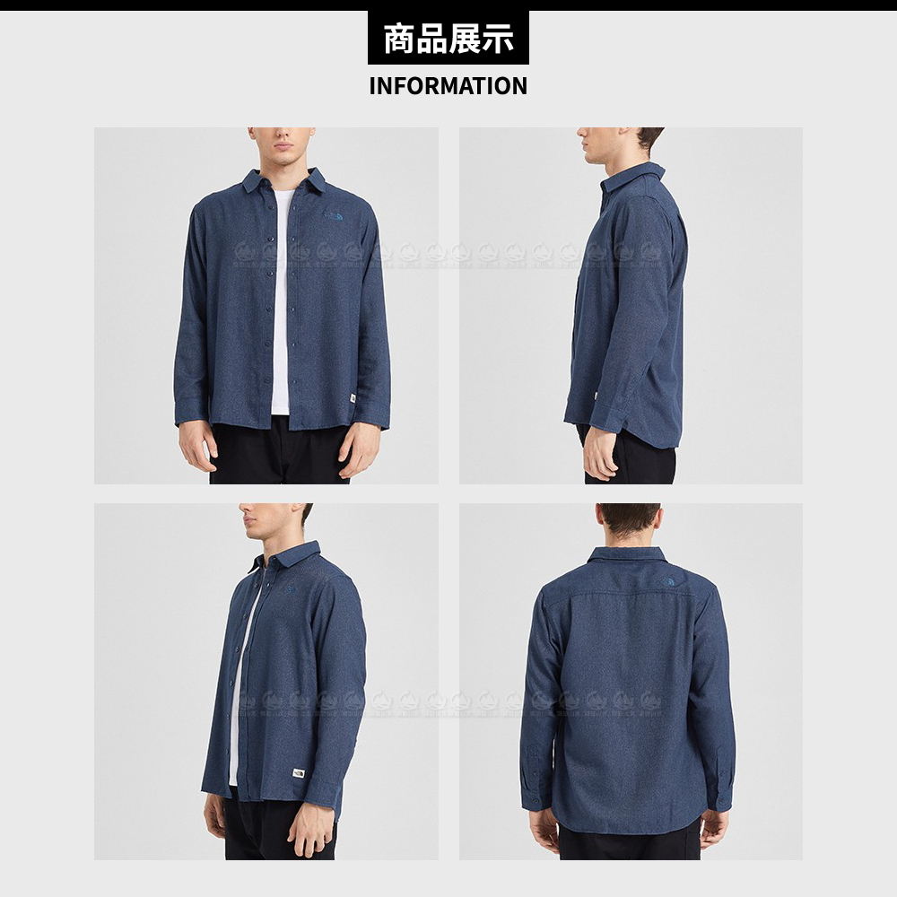【The North Face 男 法蘭絨長袖襯衫《藍》】46GE/長袖襯衫/長袖上衣