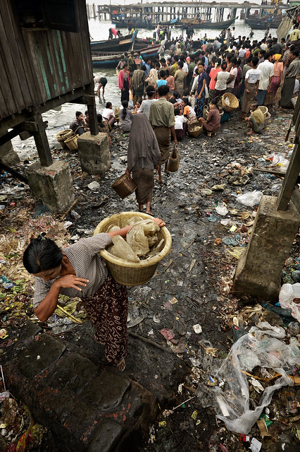 Garbage at the Sittwe Fish Market - Rakhine State - Myanmar